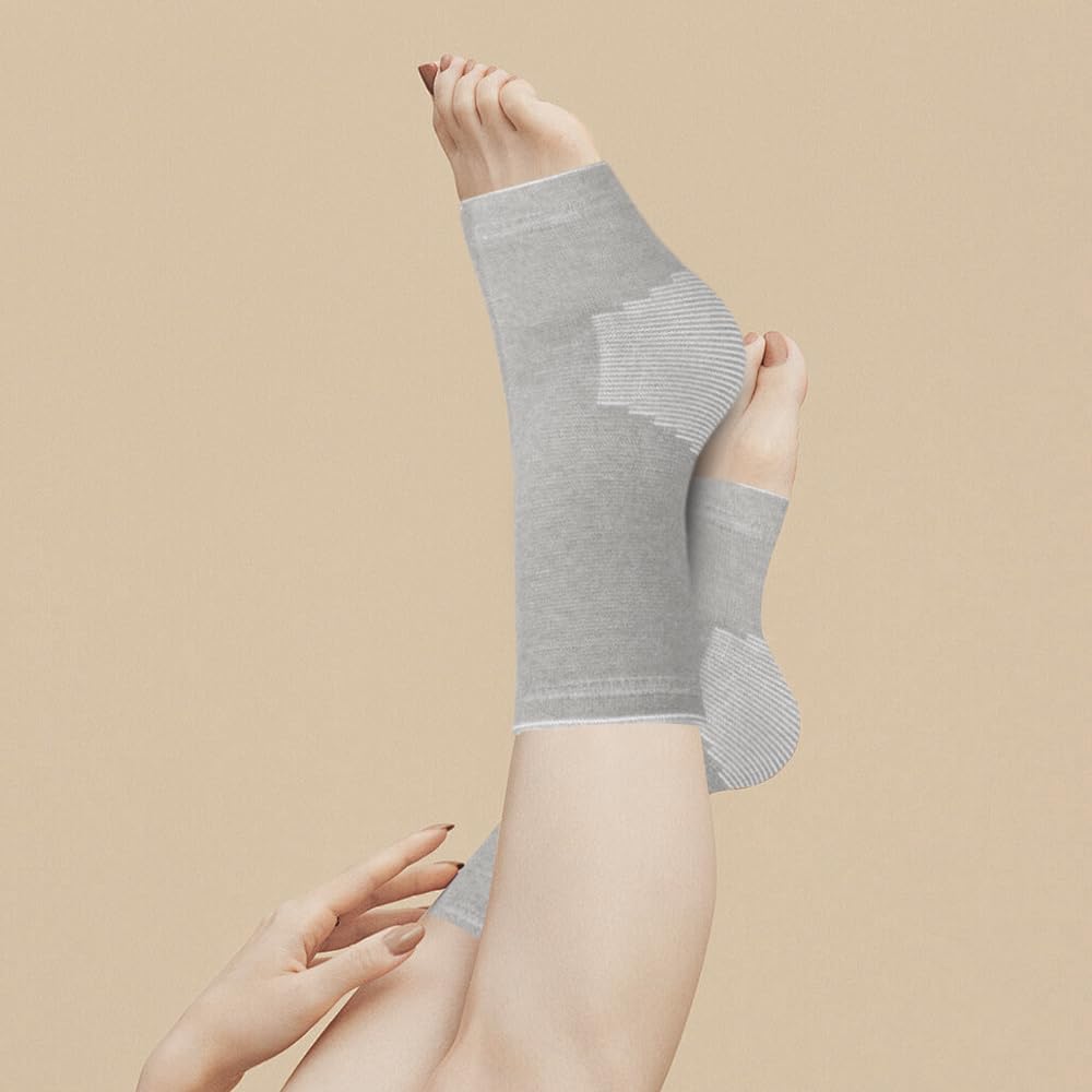 Mustowl One Compress Bamboo Foot Sleeves, Ankle Protection Socks,Ankle Compression Socks for Swelling Sprain Cold Protection (Grey 1 Pair, M(38-40))