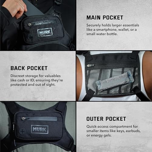 MVRK Water Resistant Chest Pack - Running Vest for Workouts, Running Phone Holder Extra Storage, Lightweight Running Pack