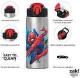 Zak Designs 27oz Marvel 18/8 Single Wall Stainless Steel Water Bottle with Flip-up Straw and Locking Spout Cover, Durable Cup for Sports or Travel (27oz, Spider-Man)