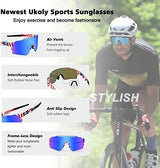 Ukoly Cycling Sunglasses for Men Women with 3 Interchangeable Lenses, Polarized Sports Sunglasses, Baseball Sunglasses