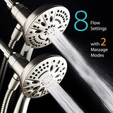 AquaDance New Magnetic Guidance Docking System - High-Pressure 8-setting Handheld Shower Head with Giant 5 inch Face, Magnetic Bracket, Extra-long 72 inch Stainless Steel Hose/All Nickel Finish
