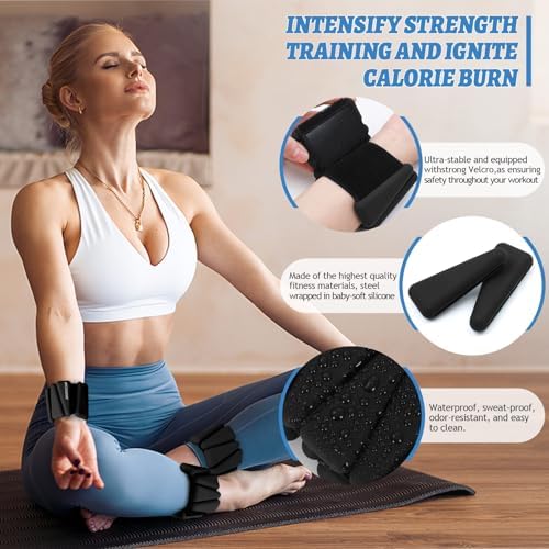 Wrist Ankle Weights Set of 2(1 lb/2 lbs Each) Adjustable Weights Training Intensity for Strength Training Walking Running Yoga Pilates Jogging for Women Men