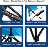 2PCS Folding Camping Collapsible Chairs Heavy Duty Lawn Chair with Cooler Bag, Storage Pocket, Waterproof Bag Outdoor Arm Chair, Supports 225LBS, Blue