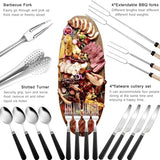 Camping Cooking Utensils Set - Camping Utensil Set Car Camping Cooking Essentials Gear for Camp Kitchen Cooking and Grilling, Stainless Steel & Silicone Ideal Gift for RV Tent Camper