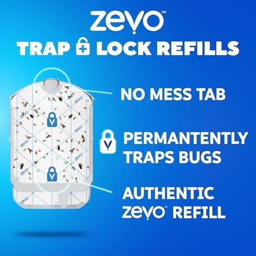 Zevo Flying Insect Trap Refill - for The Zevo MAX & Standard Indoor Fly Trap - Catch Gnats, House & Fruit Flies - Easy to Use - Mess-Free Disposal (10 Refill Cartridges)
