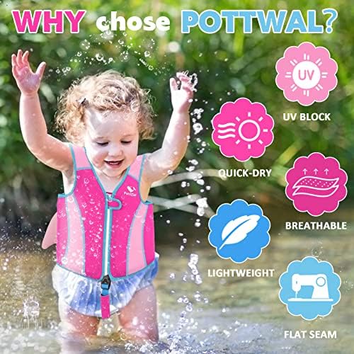 Pottwal Swim Vest for Kids - Swim Jacket for 1-2 Years (24-33LBS) - Buoyancy Aid Made of Neoprene & EPE - with Adjustable Crotch Strap