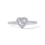 PAVOI 14K Gold Plated Heart Halo Promise Ring for Women - White Gold