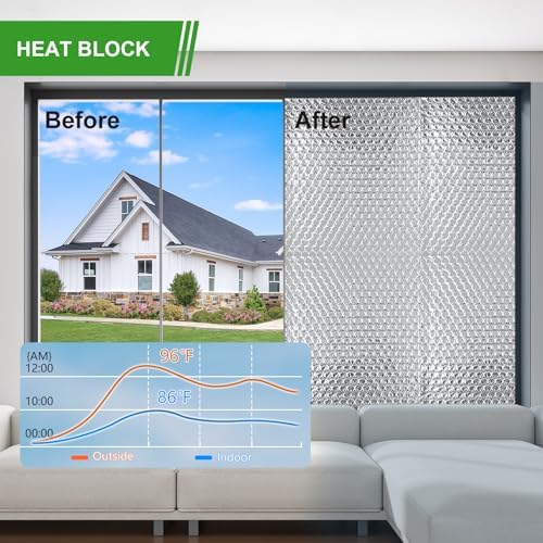 Reflective Insulation Foam,48"x 10 Ft Window Insulation for Summer Heat,Aluminum Foil Bubble Insulation Roll for Keep Heat,Window Insulation Kit for RV Thermal Insulation Foam.