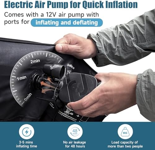 Inflatable SUV Air Mattress: Double-Sided Flocking Car Mattresses for Back SUV, Travel Camping SUV Sleeping Bed Mattress with Air Pump 2 Pillows