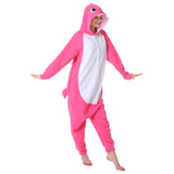 dressfan Animal Shark Onesie Cosplay Costume Christmas Halloween Pajamas for Unisex Adults Teens Kids Rose M