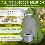 Privacy Tent & Portable Toilet for Adults Camping, 190T Oxford Cloth Outdoor Shower Tent Porta Potty Kit for Camp Travel Car Trips Toilet Bathroom Changing Room Ice Fishing Shelter and Gifts