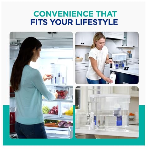 PUR PLUS 30-Cup Water Filter Dispenser with 1 Lead-Reducing PUR PLUS Filter, Dishwasher Safe, Powerful Filtration, Large Capacity with Slim, Space-Saving Design, White (DS1811Z)