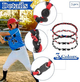 Junkin Baseball Necklaces Three Braided Rope Titanium Necklace for Team Gifts Boys Men Player Softball Fans Sports