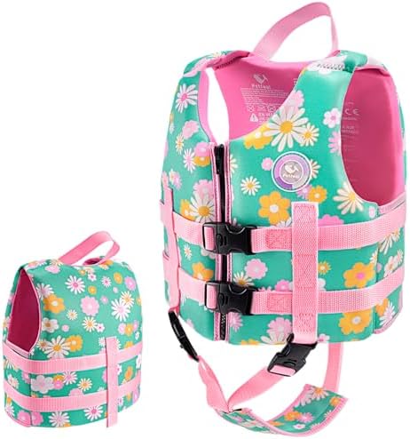 Pottwal Swim Vest for Kids - Swim Jacket for 1-2 Years (24-33LBS) - Buoyancy Aid Made of Neoprene & EPE - with Adjustable Crotch Strap