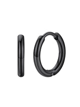 FaithHeart Stainless Steel Black Huggie Hoop Earrings for Men 10mm