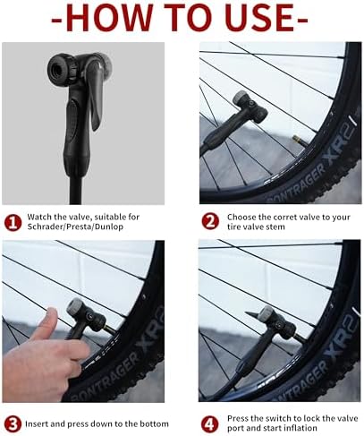 BV Bicycle Pump Durable Bike Floor Pump 17/24 inch Smart Valve Head, 160 psi, Automatically Reversible Presta and Schrader