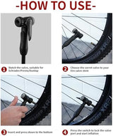 BV Bicycle Pump Durable Bike Floor Pump 17/24 inch Smart Valve Head, 160 psi, Automatically Reversible Presta and Schrader