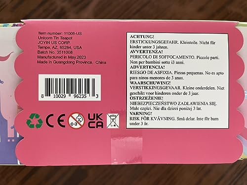 JOYIN Unicorn Tea Party Set for Little Girls, Pretend Pink Tin Teapot Set, Princess Tea Time Play Kitchen Toy with Teapot, Cup, Plate, Carrying Case for Kids Toddlers Age 3 4 5 6, Gift for Christmas