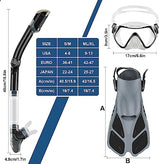 ZEEPORTE Mask Fin Snorkel Set, Travel Size Snorkeling Gear for Adults with Panoramic View Anti-Fog Mask, Trek Fins, Dry Top Snorkel and Gear Bag for Swimming Training, Snorkeling Kit Diving Packages