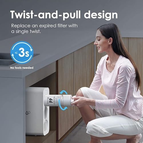 Waterdrop TSPP Under Sink Sediment Water Filter, Replacement TSU-W 3-Stage Ultra-Filtration Under Sink Water Filter System, 2 Pack