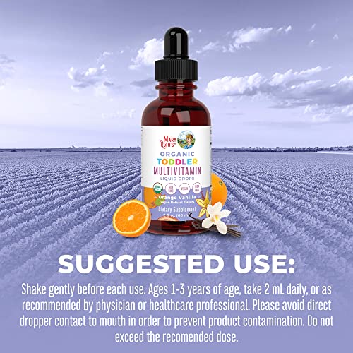 Multivitamin & Multimineral for Toddlers by MaryRuth's | USDA Organic | Sugar Free | Multivitamin Liquid Drops for Kids Ages 1-3 | Immune Support & Overall Wellness | Vegan | Non-GMO | 2 Fl Oz