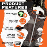 15-Pack 8" Heavy Duty Screw in Tent Stakes, Drill-In Ground Anchor Pegs, Includes Hex Head Driver & Storage Bag