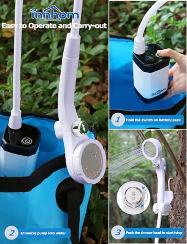 innhom 6000mAh Portable Shower Camping Shower Outdoor Camp Shower Pump, 2 Mode Electric Rechargeable Portable Camping Shower