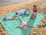 WEKAPO Beach Blanket Waterproof Sandproof Oversized, Extra Large Beach Mat Sand Free, Lightweight & Compact Sand Free Mat with 6 Stakes & 4 Corner Pockets