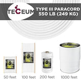 TECEUM 5/32" Paracord Rope 1000 – 1000ft / 200ft / 100ft / 50ft – Tactical Parachute Cord 4mm – 45+ Colors – Nylon String for Survival & Camping Gear – Stripe Cord for Survival – Utility Rope