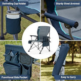 TIMBER RIDGE Oversized Folding Camping Chair with Lumbar Support Adjustable High Back Heavy Duty for Adults Support up to 500lbs with Cup Holder, Cooler Bag, Side Pocket, Blue