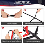 BAGAIL 7x7 ft Baseball & Softball Practice Net with Bow Frame for Batting, Hitting, Pitching, Portable Baseball Throwing Net with 2 Strike Zone Batting Tee, Carry Bag, Great for All Levels