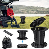 Upgrade Retractable Portable Toilet, Camping Toilet with 8 Gallon Bags for Adults Kids, Height Adjustable Foldable Travel Toilets Portable Potty, Perfect for Outdoor Emergency Use