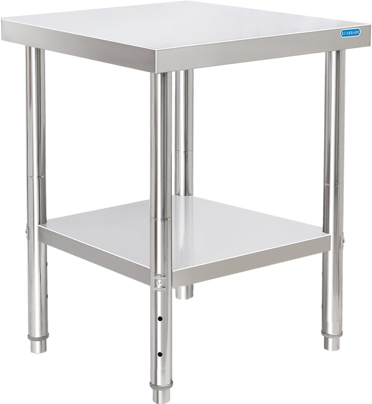 KUARBARR Stainless Steel Table for Prep & Work with Undershelf 24 x 24 Inches NSF Metal Commercial Kitchen Prep Table with Adjustable Under Shelf Worktable for Restaurant Home Outdoor