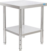KUARBARR Stainless Steel Table for Prep & Work with Undershelf 24 x 24 Inches NSF Metal Commercial Kitchen Prep Table with Adjustable Under Shelf Worktable for Restaurant Home Outdoor