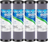 1 Micron 2.5" x 10" Whole House CTO Carbon Water Filter Cartridge Replacement for Under Sink Water Filter System, Dupont WFPFC8002, WFPFC9001, FXWTC, SCWH-5, WHEF-WHWC, WHCF-WHWC, AMZN-SCWH-5, 4Pack