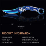 Pocket Knife for Men, Cool Folding Knife With 3D Blue Dragon Relief, Great Gift Edc Knife For Men Outdoor Survival Camping Hiking