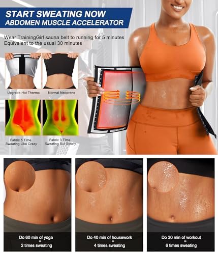 TrainingGirl Waist Trainer for Women Lower Belly Waist Trimmer Corset Tummy Wrap Workout Sweat Belt Band Sports Sauna Suit