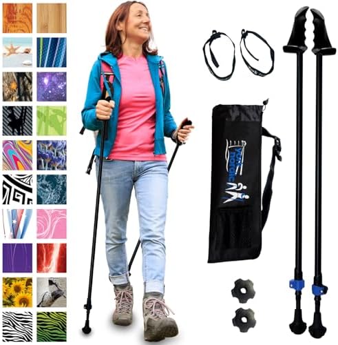 York Nordic Motivator Walking Poles for Balance and Rehab - Patented Stability Grips - Lightweight, Adjustable, and Collapsible - 2 Pieces Adjustable w/flip Locks - Heights 4'6" up to 6'2" - 230 lbs