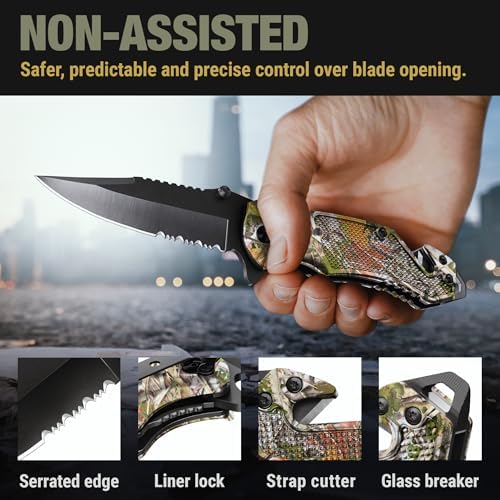 GOOD WORKER Legal Pocket Knife Hunting Camo - 2.95” Folding Sharp Blade - Camo Military Style - Small Tactical Knives for Hunting Work Survival Outdoor Activities - Birthday Gifts for Men 6680 C