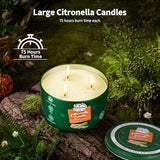 Citronella Candles Outdoor, Large 3-Wick Outdoor Candles for Patio Garden, Nature Soy Wax Lemomgrass Outside Candle, Long Lasting Decorative Summer Candle for Garden Camping, Backyard