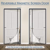 Upgraded Magnetic Screen Door Thicker 255g/㎡ Reinforced Mesh,Reversible Left Right Side Opening,Fit Door Size 36 x 80 Inch,Retractable Door Screen Magnetic Closure,Door Curtain for Single Front Door