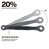 KLEIN TOOLS 68214 4-in-1 Reversible Ratchet Wrench, Box Wrench, SAE Hex Sizes 1/4, 5/16, 3/8, and 7/16-Inch, 90-Tooth Ratchet, Pass-Through Design