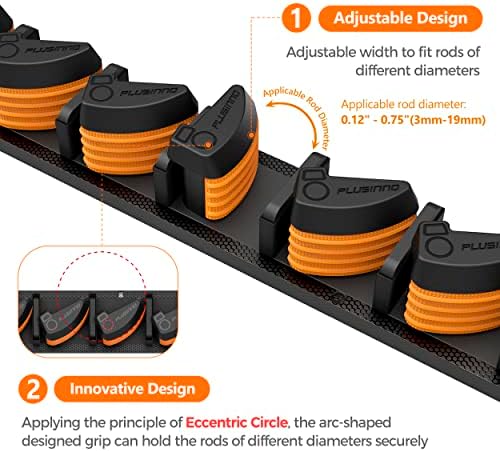 PLUSINNO V9 Vertical Fishing Rod Holders, Wall Mount 4-Pack - Holds 36 Rods, Diameter 3-19mm