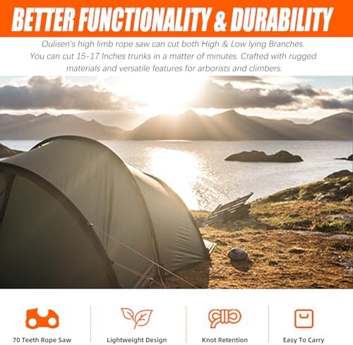 Rope Saw 55 inch High Limb Rope Saw with 70 Sharp Teeth, Rope Saw Tree Saw High Limb Both Sides, Pocket chainsaw