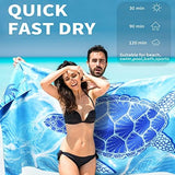 4 Pack Lightweight Thin Beach Towel Oversized 71"x32" Big Extra Large Microfiber Sand Free Towels for Adult Quick Dry Travel Camping Beach Accessories Vacation Essential Turtle Tie Dye Mandala Stripe