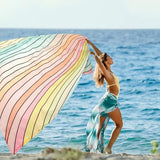 Beach Blanket Waterproof Sandproof, 9 Ft X 10 Ft Extra Large Sand Free Beach Mat, Big Compact Lightweight Quick Drying Picnic Blanket with 4 Stakes & Pockets for Camping, Travel, Hiking