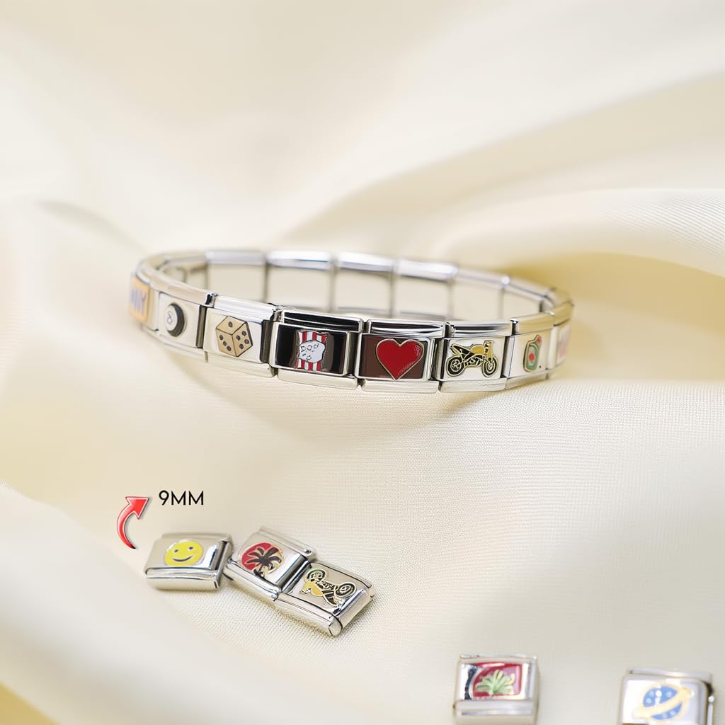2CUTECHARMZ Complete Italian Charm Bracelets, Multiple Styles (Rebel)