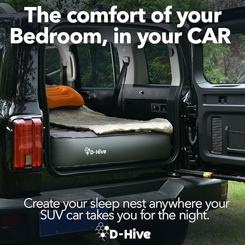 SUV Air Mattress, Ultra-Thick Material Extra-High Car Air Mattress, SUV Mattress for Toyota 4runner, Jeep Wrangler Air Mattress, Car Mattress w/Built-in Pump Inflatable Car Air Mattress Grey