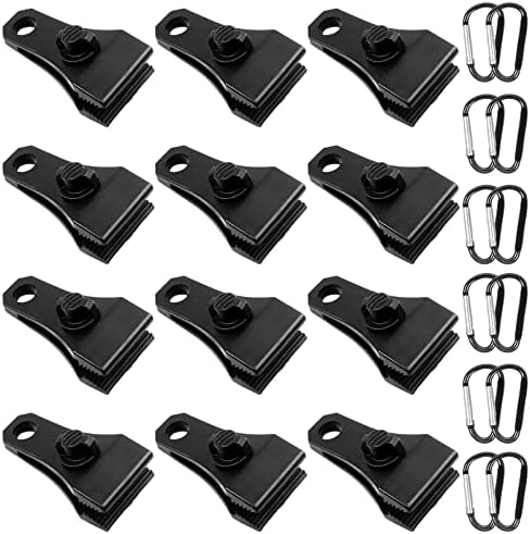 Upgrade Large Tarp Clips Heavy Duty Lock Grip - Total 24 PCs Tarp Clamps Thumb Screw Tent Fasteners with Carabiner for Camping Awnings Caravan Canopies Car Truck Swimming Pool Boat Cover Clips