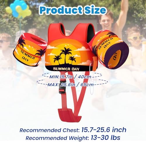 HeySplash Toddler Swim Vest, Toddler Floaties Fit 13-30 Lbs, Puddle Kids Jumper with Adjustable Strap, Pool Float Jacket Arm Floaties Baby Floatie Water Wing, Pool Sea Swimming Aid